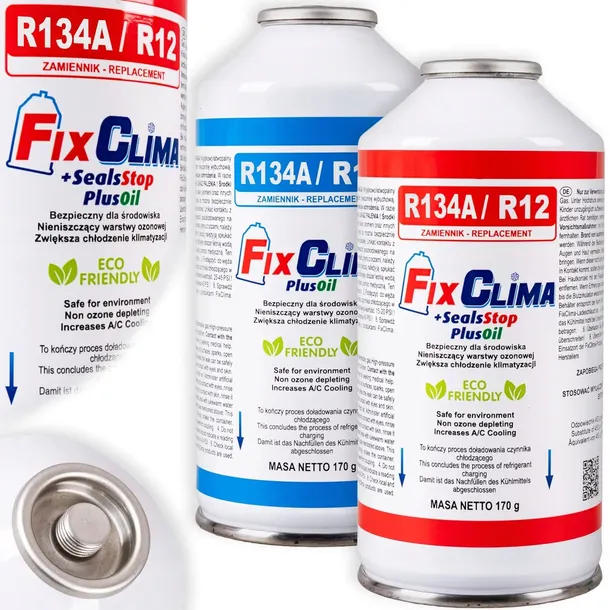 GAZ DO KLIMATYZACJI R134A CZYNNIK CHŁODNICZY + USZCZELNIACZ 3W1 R134A