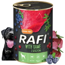 rafi-mokra-karma-dla-psa-doroslego-puszka-dziczyzna-borowka-zurawina-800g