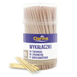 Zdjęcie produktu Clarina Wykałaczki drewniane do przystawek w pojemniku patyczki 200szt