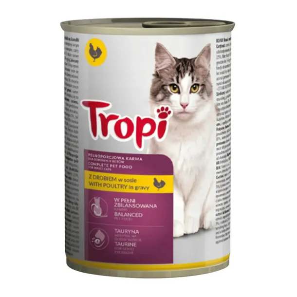 TROPI DRÓB W SOSIE MOKRA KARMA DLA KOTA Z DROBIEM DLA DOROSŁYCH KOTÓW 415 G