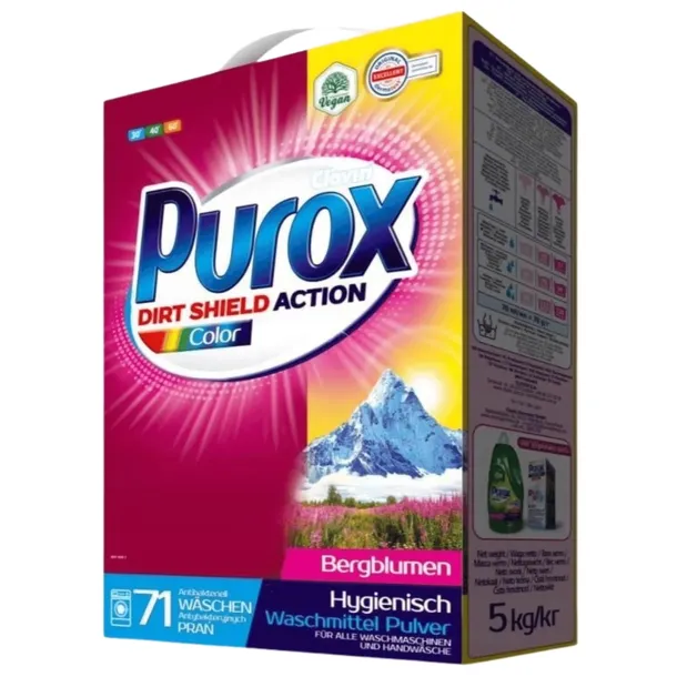 PUROX COLOR PROSZEK DO PRANIA KOLORÓW DO KOLOROWEGO 5 KG 71 PRAŃ KOLOR