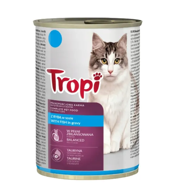 TROPI RYBA W SOSIE MOKRA KARMA DLA KOTA Z RYBĄ DLA DOROSŁYCH KOTÓW 415 g