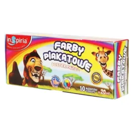 farby-plakatowe-inspiria-zestaw-10-kolorow-po-20ml-dla-dzieci-do-szkoly