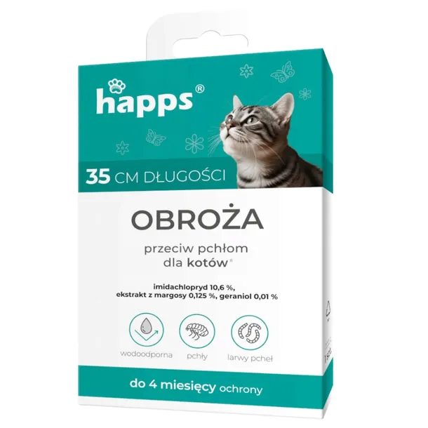 HAPPS OBROŻA DLA KOTÓW PRZECIW PCHŁOM PRZECIWPCHELNA NA PCHŁY 35 CM