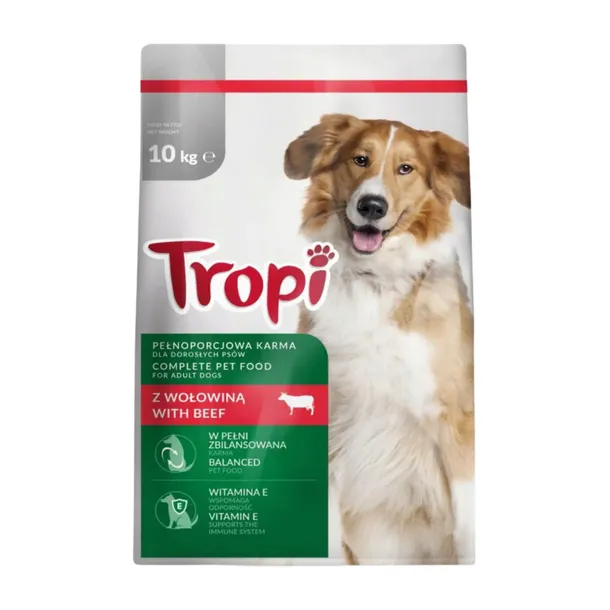 TROPI BEEF Z WOŁOWINĄ SUCHA KARMA DLA PSA DOROSŁEGO WOŁOWINA 10 KG
