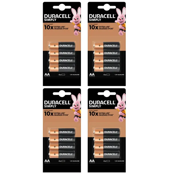 DURACELL SIMPLY BATERIA ALKALICZNA AA (R6) PALUSZKI x16 SZT.
