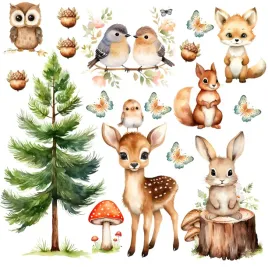naklejki-na-sciane-dla-dzieci-zwierzeta-lesne-las-woodland-120x240cm