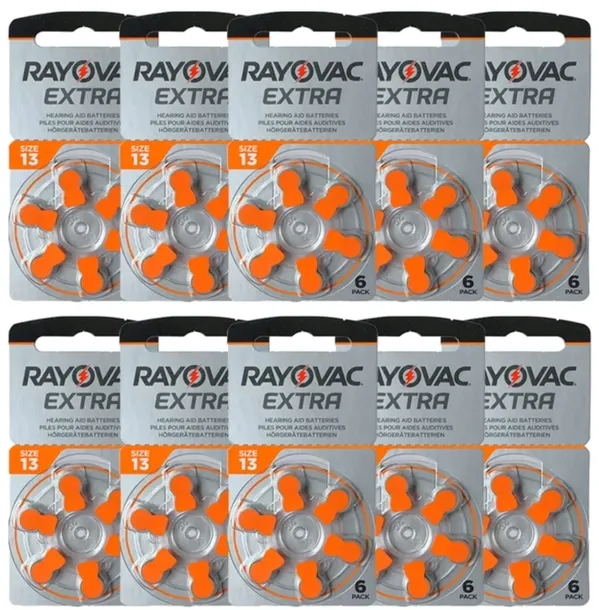60x BATERIE SŁUCHOWE PR48 Mocne Opakowanie RAYOVAC 13 60 sztuk