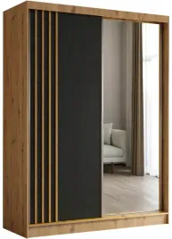 szafa-artisan-czarny-z-lamelami-lustrem-dwudrzwiowa-przesuwna-160-cm-nila