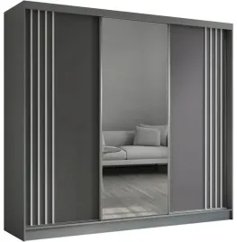 szafa-szara-trzydrzwiowa-przesuwna-240x216x61-cm-lustro-biale-lamele-nila