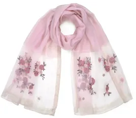 Zdjęcie produktu Szal Tender Flowers - jasny różowy | cienki, półtransparentny sz23423