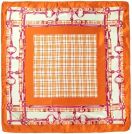 apaszka-satin-plaid-chain-xs-pomaranczowy-sz20960