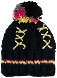 czapka-zimowe-wzory-czarny-or-z-pomponem-kolorowym-cz2605