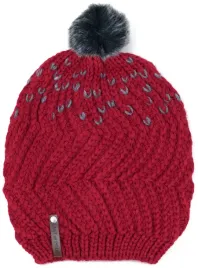 czapka-nakrapiany-oversize-czerwony-or-z-pomponem-futrzanym-cz17906