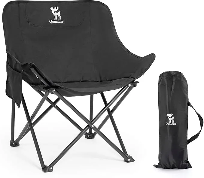 Krzesło turystyczne camping, wędkarstwo do120kg QUNATURE 60013102 Czarny