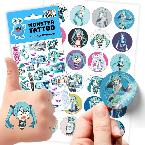 MEGA ZESTAW NAKLEJKI + TATUAŻE HATSUNE MIKU JAKOŚĆ