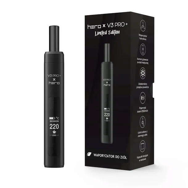 Waporyzator XMAX V3 PRO+ X Hero Limited Edition czarny do suszu ziół CBD