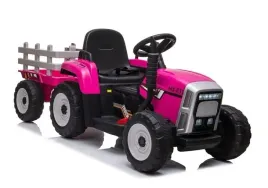 traktor-na-akumulator-z-przyczepka-pilot-137cm-12v-miekkie-kola-eva-rozowy