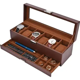 pudelko-na-zegarki-2-poziomy-6-miejsc-szuflada-szklana-pokrywa