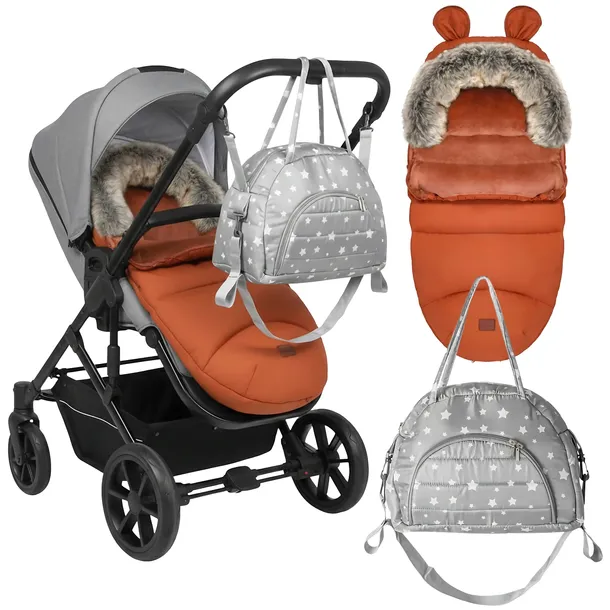 ŚPIWOREK DO WÓZKA ZIMOWY CIEPŁY Z FUTERKIEM TEDDY PRO CARMEL GRATIS TORBA
