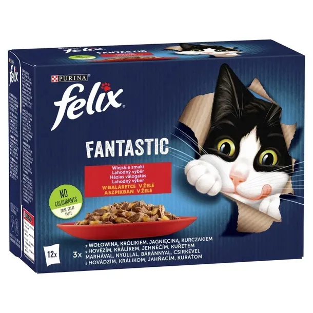 FELIX Fantastic Saszetki dla kota Mokra Karma Mięso 12 x 85g