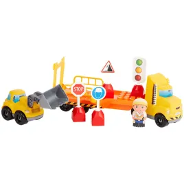 zestaw-klockow-budowlanych-dla-dzieci-ciezarowka-laweta-znaki-z-koparka