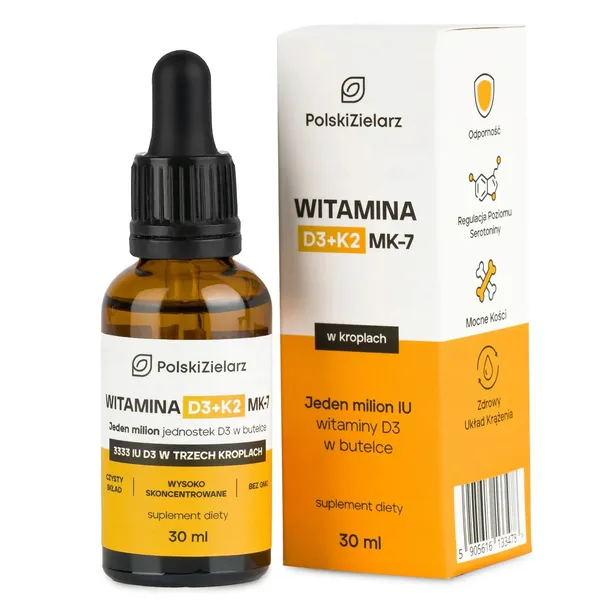 Witamina D3+K2 MK-7 w oleju 30ml 10000 IU z NATTO Polski Zielarz