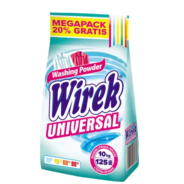 WIREK UNIVERSAL Proszek do Prania Uniwersalny Białe Kolorowe 125 prań 10 kg