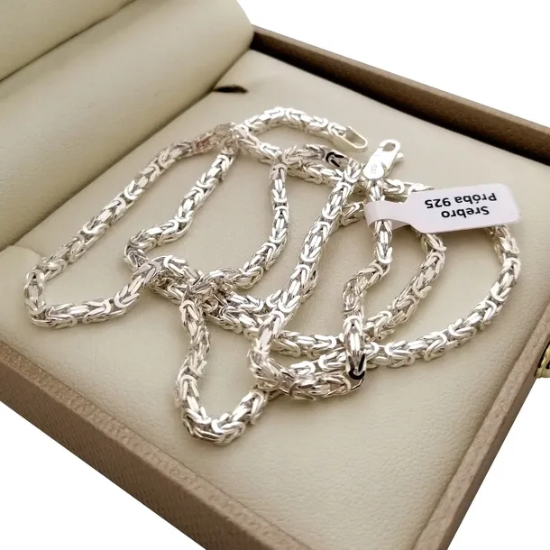 SREBRNY ŁAŃCUSZEK MĘSKI SPLOT KRÓLEWSKI 50 CM SREBRO 925 + GRATISY + GRAWER