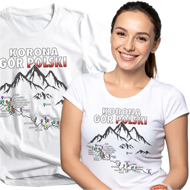 KOSZULKA DAMSKA Z NADRUKIEM KORONA GÓR POLSKI GÓRY RYSY PREZENT ROZ S