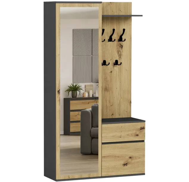 Garderoba lustro wieszak szafka na buty antracyt mix artisan V-5 PL
