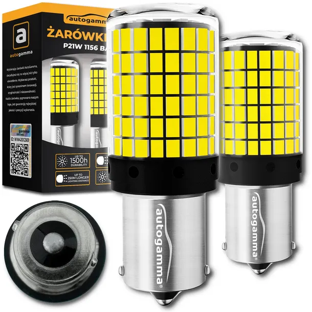 Żarówki P21W 1156 BA15S LED 144 LED Biały Canbus 2 szt Wsteczny Mocna