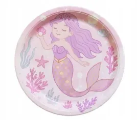 talerzyki-papierowe-syrenka-syrena-rozowe-dekoracja-urodziny-6szt-23cm