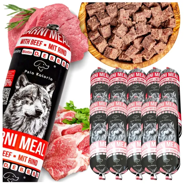 Karma dla Psa Mokra Wołowina Wieprzowina Mięso 90% CarniMeal Batony 20x1kg