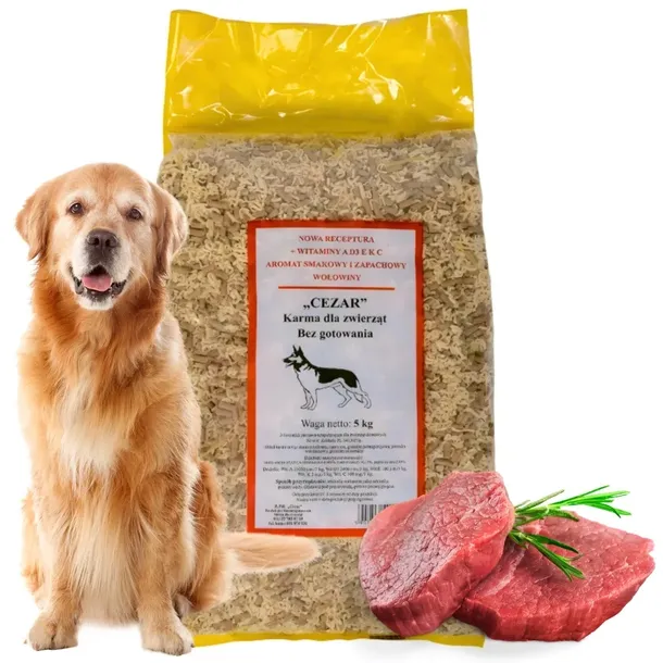 Makaron dla Psa Błyskawiczny Cezar Bez Gotowania z Mięsem Wołowym 2 x 5 KG