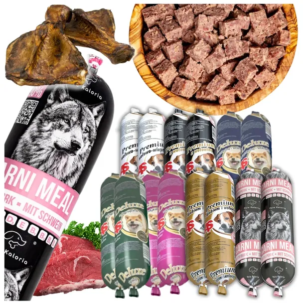 Karma dla Psa Mokra Batony Kiełbasa 90/85% Mięsa Mix 19x1kg+ Łopatka GRATIS