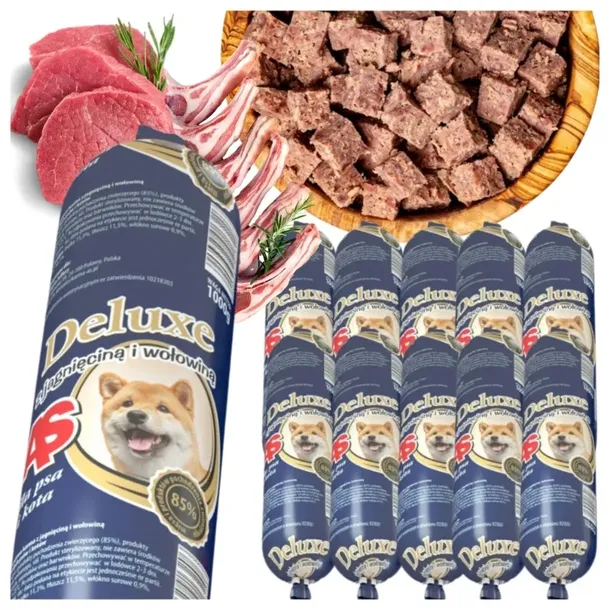 Karma dla Psa Mokra Baton Wołowina Jagnięcina 85% Mięsa Biotyna 10x1KG