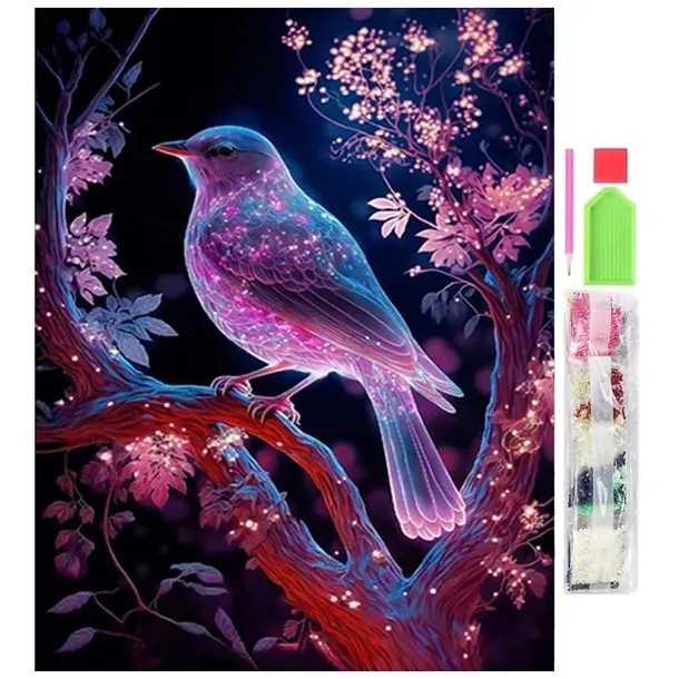 HAFT DIAMENTOWY KORALIKI MOZAIKA ZESTAW OBRAZ DIAMOND PAINTING PTAK 30X40CM