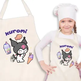fartuch-dzieciecy-kuchenny-bezowy-dla-milosnika-anime-kuromi-krolik-wzory