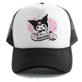 czapka-czarna-z-daszkiem-na-lato-kroliczek-anime-kuromi-my-melody-wzory