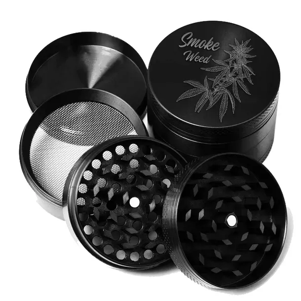 MŁYNEK GRINDER CZARNY Crusher Aluminowy Do Suszu Ziół GRAWER SMOKE WEED