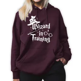 bluza-damska-burgundowa-kaptur-dla-czarodziejki-wizard-in-training-wzory-l