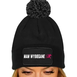 czapka-pompon-bawelniana-zimowa-czarna-mam-wybiegane-fit-girl-wzory