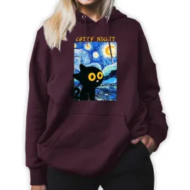 bluza-damska-burgundowa-z-kapturem-prezent-dla-kociary-catty-night-wzory-s