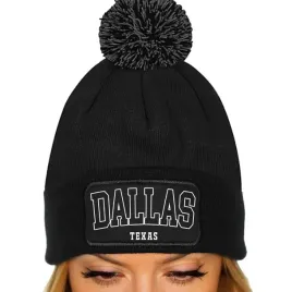 czapka-pompon-bawelniana-zimowa-czarna-dallas-texas-dla-fana-usa-wzory