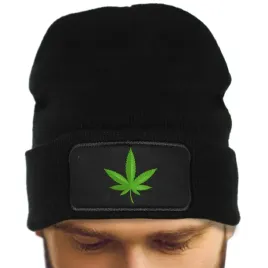 czapka-jesienna-bawelniana-zimowa-ciepla-czarna-beanie-cannabis-ziolo-weed