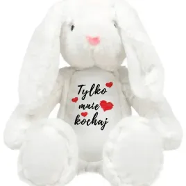 przytulanka-krolik-bialy-tylko-mnie-kochaj-milosc-prezent-walentynki-wzory