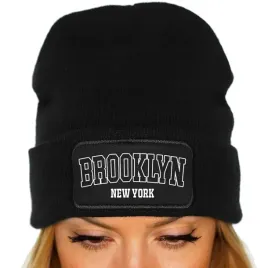 czapka-jesienna-bawelniana-zimowa-ciepla-czarna-brooklyn-new-york-usa-wzory