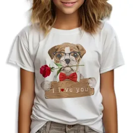koszulka-t-shirt-biala-dziecieca-rozmiar-110-milosc-pies-roza-wiele-wzorow
