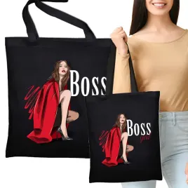 torba-eko-czarna-na-zakupy-silna-boss-girl-wzory